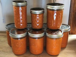tomato sauce in canning jars